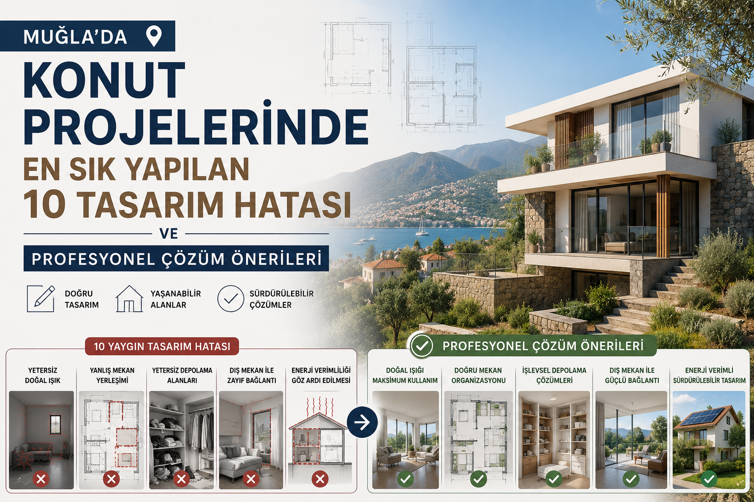 Muğla’da Konut Projelerinde En Sık Yapılan 10 Tasarım Hatası ve Profesyonel Çözüm Önerileri